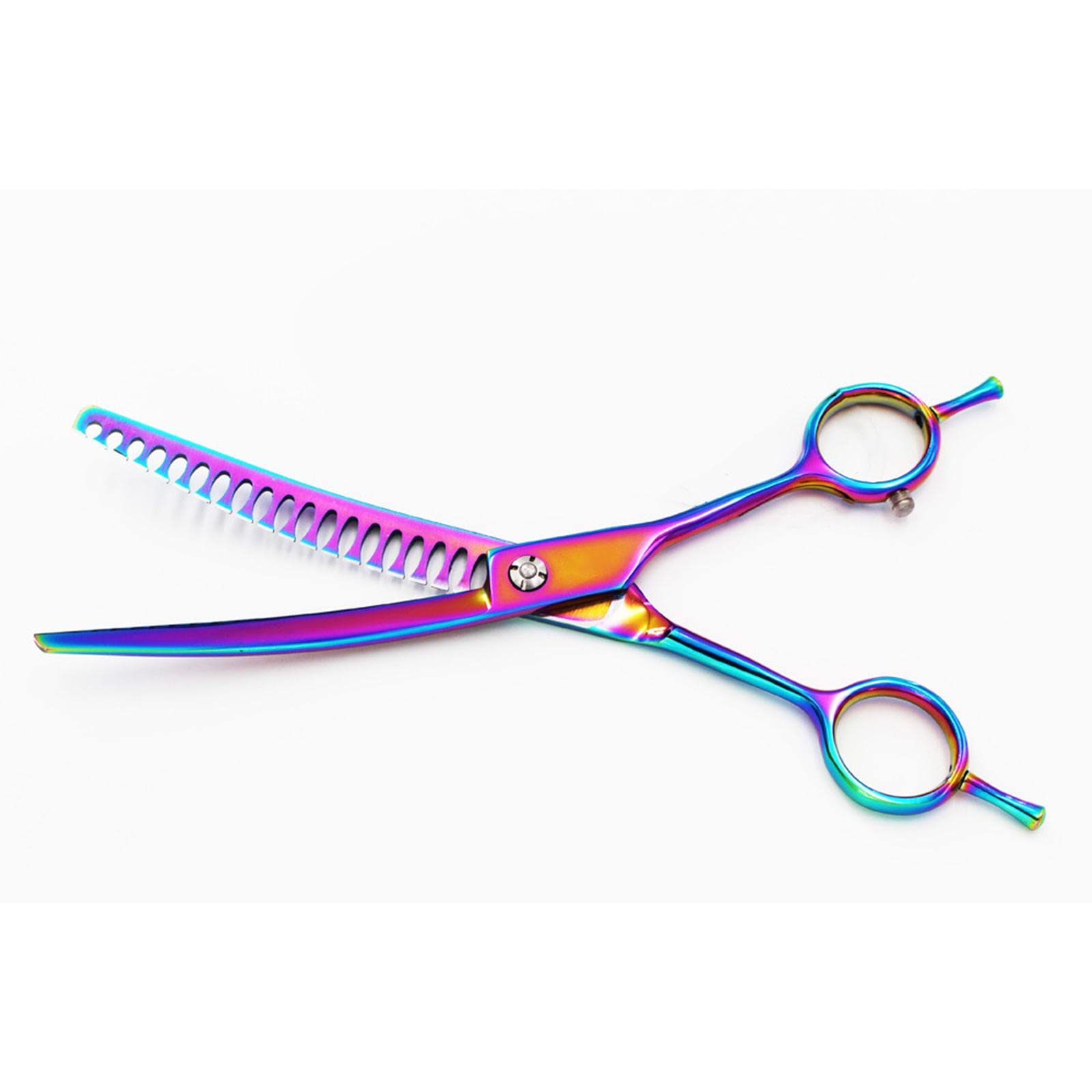 Curved Chunker Schere Haustier Schneideschere Hund Ausdünnungsschere Edelstahl Fellpflegewerkzeug Katzen Trimmwerkzeug für Kinder Männer Zuhause Salon, 6,5 Zoll
