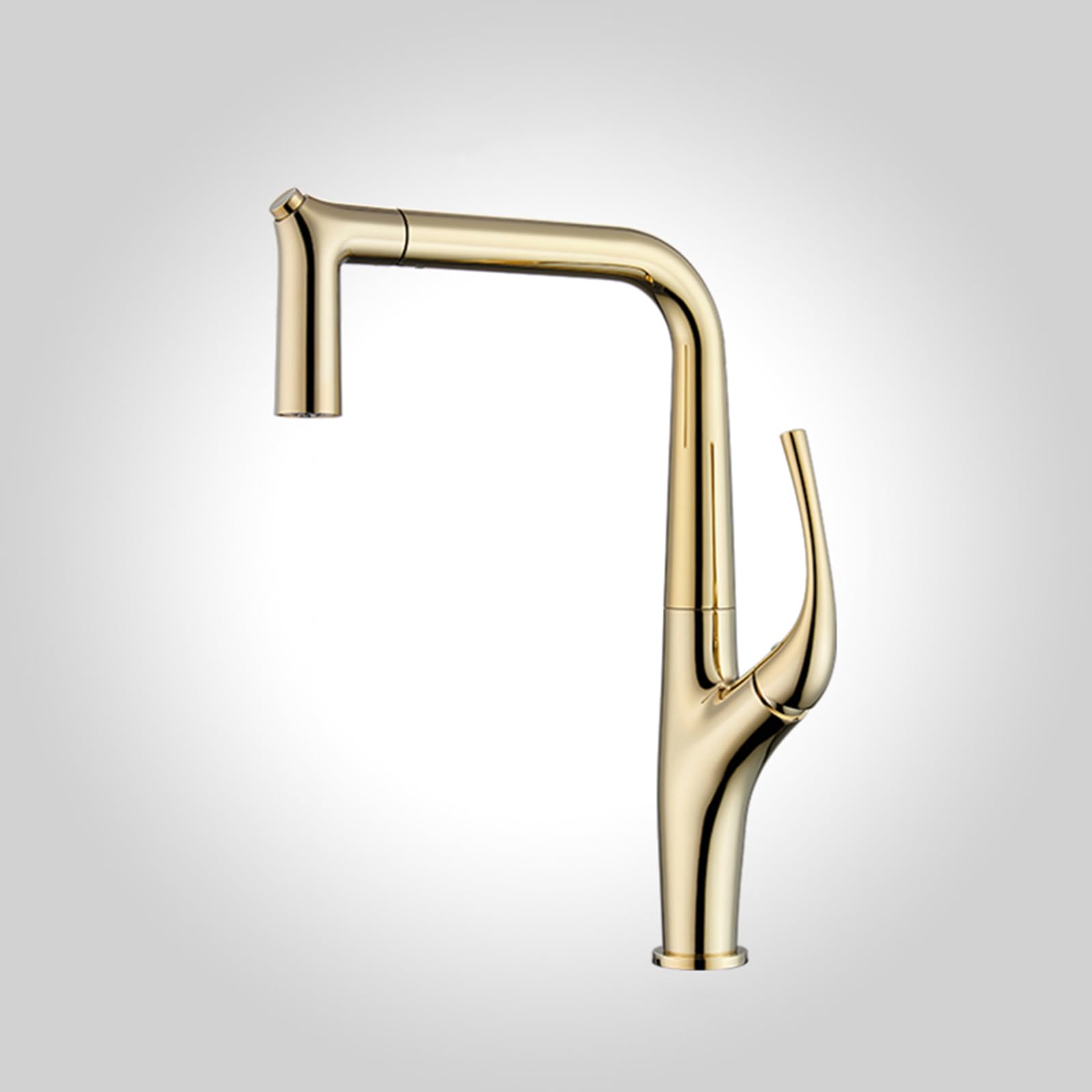 ZYCHSJXA Kitchen Taps with Pull Out Spray Brass Gold Sink Faucet, Water Tap Head 360 Swivel Sprayer