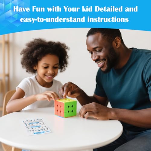 Image of 3x3 Speed Cube Stickerless with Stand & Tutorial: Problem-Solving Brain Teaser, Easy Turning Sensory Puzzle Toy Easter Gift Basket Stuffers for Boys 6-12, STEM Educational