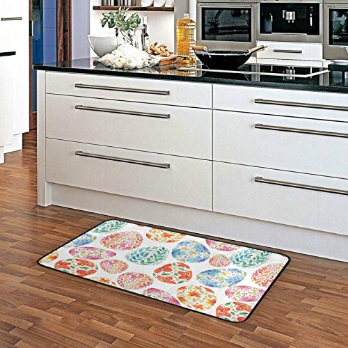 Easter Eggs Kitchen Rugs Easter Bunny Bath Rug Runner Comfort Mat Non-Slip Doormats Carpet For Bathroom Indoor 39" X 20" #TOP4