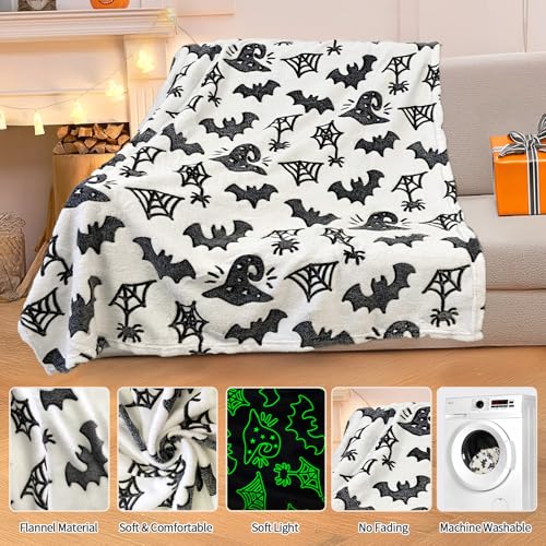 Image of TEHALK Cute Bat Halloween Blanket for Couch, Spooky Blanket for Boys /Girls /Kids /Teens /Women /Men 40 inchx 60 inch