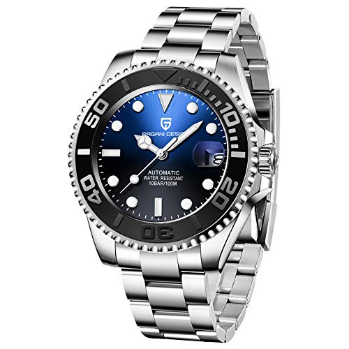 Pagani Design Japanese Movement Automatic Winding Luxury Fashion Business Stainless Steel Waterproof Men's Watch (Blue Black)