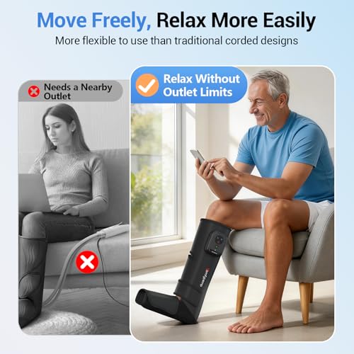 Image of Comfytemp Cordless Air Compression Leg Massager for Circulation and Pain Relief FSA, Portable Foot and Calf Compression Boot for Swelling, HSA Eligible, Ideal for Mom Dad (1 Pack, Fits Calf 13 inch~19 inch)