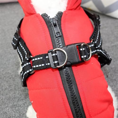 3 in 1 Winterjacke Hundewintermantel, 3 in 1 Winterjacke für Hunde, wasserdichte und winddichte Hundeschneejacke für kleine, mittelgroße und große Hunde (Rot, XL)
