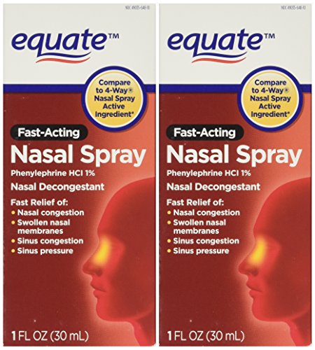 Equate - Nasal Four, Phenylephrine Hydrochloride, Decongestant Spray, (Compare To 4 Way), 1 Fl Oz (Pack of 2)