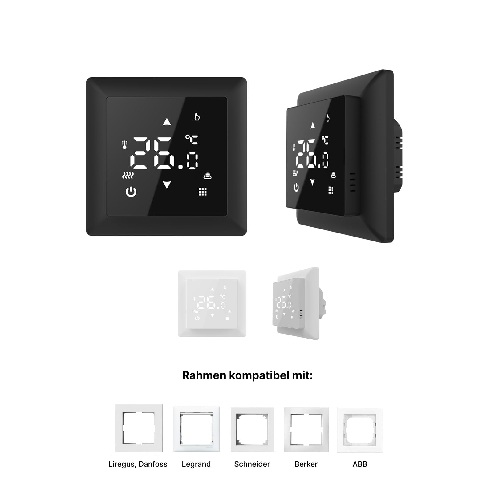 Thermostat Temperaturregler für Fußbodenheizung, digital, TS100, Schwarz