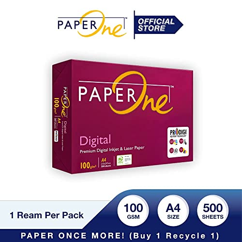 Image of Paperone Paper One A4 Digital Paper 100 Gsm(Pack Of 2 Reams 2X500 Sheets)