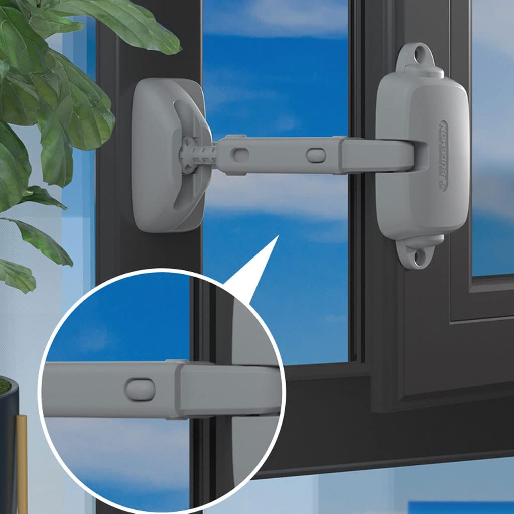Restrictor de bloqueo de ventana seguro para niños, 2 unidades, estilo mosquetón, bloqueo de seguridad resistente al viento para ventanas correderas, ideal para niños y mascotas, protección segura del