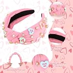 YARIEW Valentines Day Headbands for Women Love Sweet Red Heart Headband Rhinestone Knotted Headband for Women Valentine Day Decorations Fashion Headband Hair Accessories Pink - Image 3