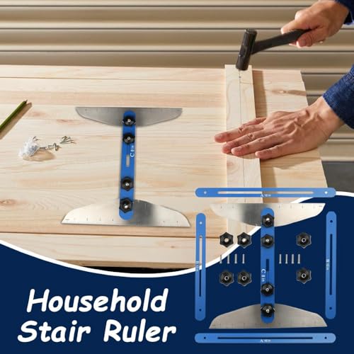 Règle multifonction et gabarit pour marches d'escalier pliable - 2