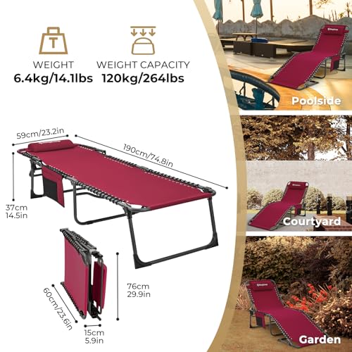 Campingliege KingCamp Single – Klappbett für Garten und Outdoor