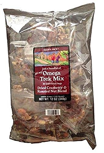 Trader Joes Omega Trek Mix (solo un puñado)  10 bolsas individuales de 1.2 onzas marrón, bronceado, rojo oscuro, transparente
