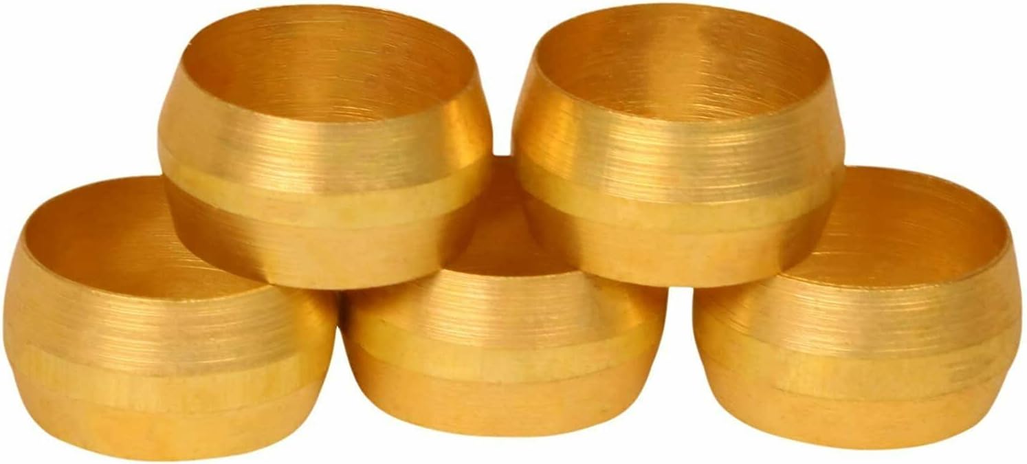 5 Pack Of Air Compressor Pneumatic Compression Nut Tube Sleeve Ferrules 3/4 Inch ID