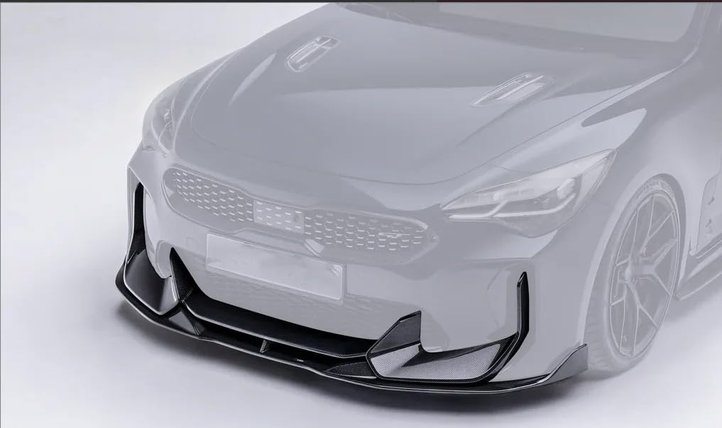 Przedni zderzak zestaw rozdzielaczy Pasuje Do Kia Stinger 2018-2023 Błyszczące Czarne Akcesoria Samochodowe Z Włókna Węglowego Body Kit Spolier Przedni Spojler Zderzaka(Glossy Black)