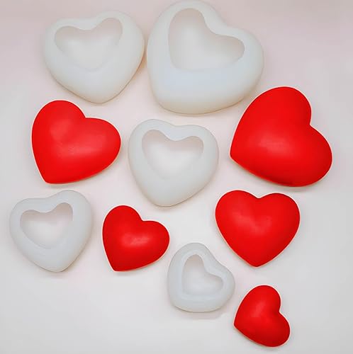 Molde de silicona con forma de corazón de 5 tamaños para bombas de chocolate, decoración de galletas, pasteles, pasteles, gelatina, día de San