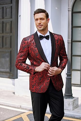 COOFANDY Men's Floral Tuxedo Jacket Jacquard Suit Jacket Slim Fit Blazer for Wedding, Prom, Dinner3