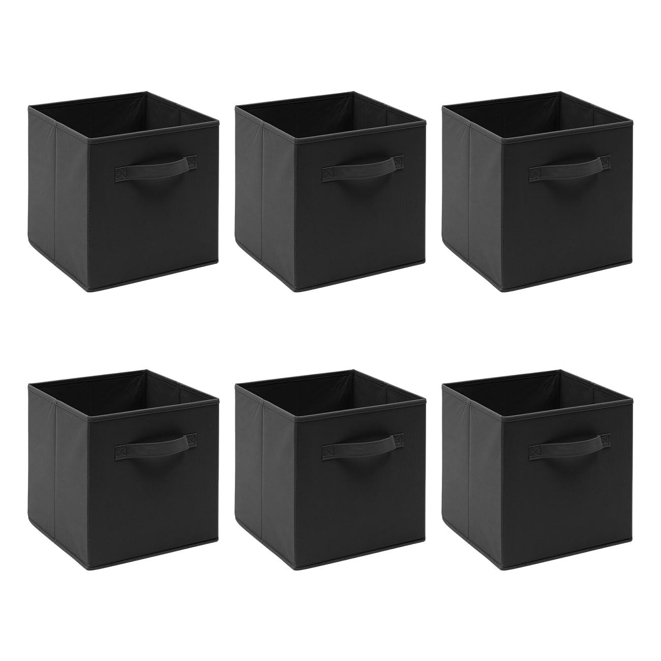 Redd Royal Pack of 2/4/6 Non-Woven Fabric Unit Storage Cubes Boxes Foldable Collapsible Storage Organizer Basket Bins with Handle for Wardrobe Clothes Toys Bedroom Living Room (Black, Pack of 6) — image 1