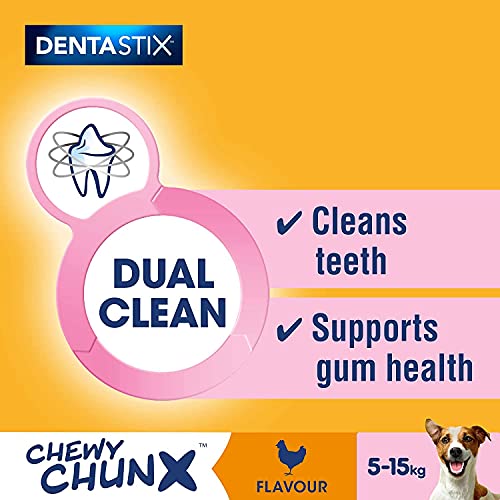 Pedigree Dentastix Chewy Chunx Mini-Hunde-Leckerli für Hunde mit Huhngeschmack, 5 x 68 g
