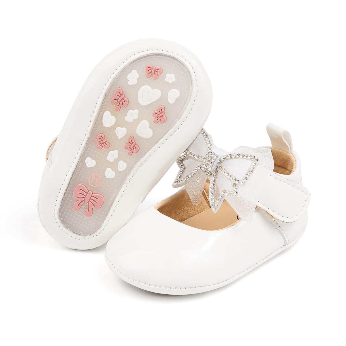 CENCIRILY Baby Girl Mary Jane Shoes Anti-Slip First Walking Bowknot Soft Sole Princess Wedding Dress Flats for 0-18 Month — view 19