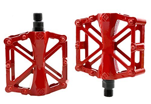 Mountain Road Bicycle Pedals Aluminum Alloy Bike Accessories 9/16 Inches Sealed Ball Bearing Platform Bike Pedals-Red