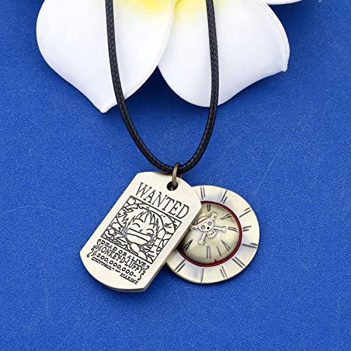 Faadbuk Anime One Piece Jewelry One Piece Luffy Bronze Straw Hat Necklace One Piece Luffy Bronze Straw Hat Keychain One Piece Fans Gift (Luffy Hat Black Rope) #TOP3