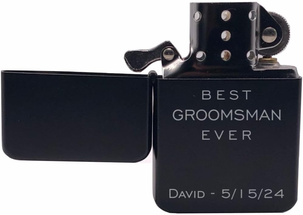 Personalized Engraved Brass Lighter with Case Best Groomsman Ever with Custom Text, Wedding Gifts, Birthday, Groomsmen
