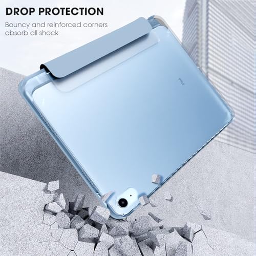 Image of GRIPP Ultra Transparent PC Back Case for iPad 10.9 inch (10th Generation, 2022), iPad 11 inch (A16, 2025), Trifold Stand, Pencil Holder, Auto Sleep /Wake - Sky Blue