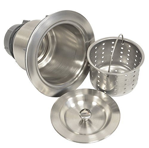 cast iron sink drain - Coflex Extra Deep Cup Sink Basket Strainer with Sealing Lid, 304 Stainless Steel, Brushed Nickel Finish