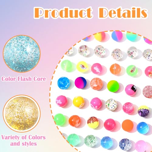 Seamart 24 Stück Flummies für Kinder 25 mm Flummis Springball Bunte Hüpfbälle und Kindergeburtstag Gummibälle Gastgeschenke