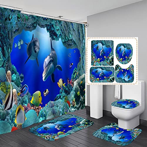 Ensemble tapis antidérapants et rideau étanche pour éviter les glissades en salle de bain