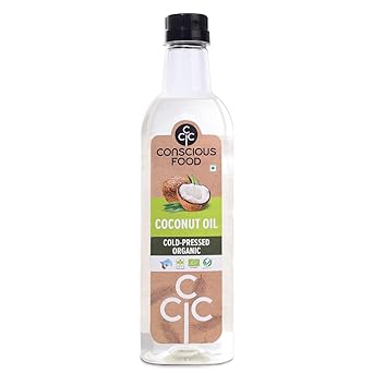 Conscious Food Cold Pressed Coconut Oil | 500ml | Certified Organic | 100% Pure | Good for Cooking | Boosts Heart Health Skin Care - image, photos