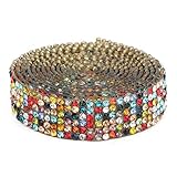 Kristall-Strassband, Glänzendes Strassband, Diamantband, Bling-Band, Strass-Kristallglas-Netzband, Zum Aufbügeln, Applikation für Kunsthandwerk, Hochzeitskleid, Schuhe (Bunt 6
