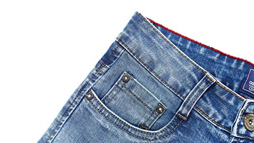 KIDSCOOL SPACE Big Junior Girls Ripped Denim Pants,Patched Slim Jeans,Blue,9-10 Years3