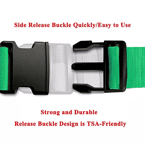 Image of 2 Pack Suitcase Belts, Adjustable Luggage Straps, Bright Colors Travel Packing Straps with Quick Release Buckle (Green)