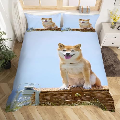 Housse de couette 240 x 260 Corgi en microfibre avec 2 taies d'oreiller