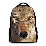 HW Animal School Bag Children's Age6-16 Polyester 17 Inch Laptop Backpack (Wolf)