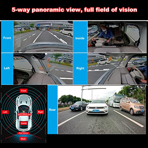 XRC TECH Câmera veicular panorâmica de 360 graus de 5 vias, câmeras dianteiras esquerda direita inte