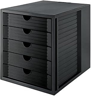 HAN Skrzynka z szufladami SYSTEMBOX KARMA, kontener z szufladami, dokumenty do DIN C4, certyfikat Niebieski Anioł, 5 zamkniętych szuflad, 14508-18, ekologiczno-szary