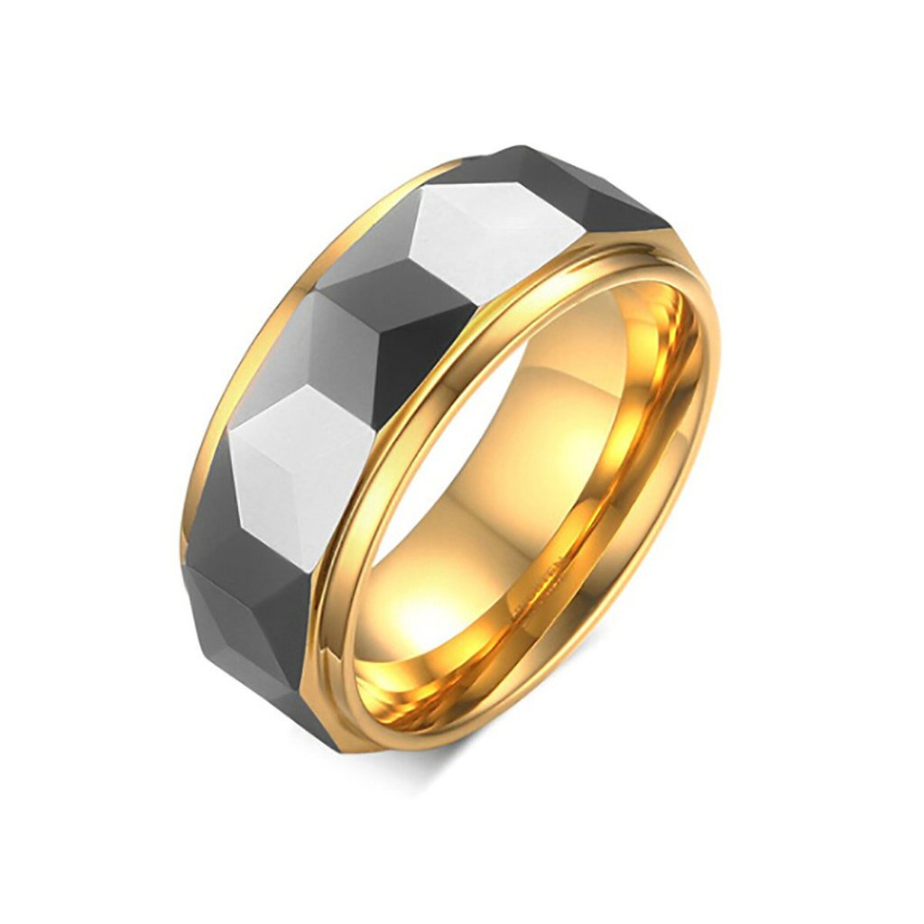 TIANYITungsten Wedding Band Ring 8mm for Men Women Comfort Fit Gold Blue Two Tone Size 8