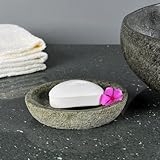 seifenschale steinoptik Gewicht: ca. 1,0 kg wohnfreuden Flussstein Seifenschale ca. 8 bis 10 cm oval Bad WC Garten Küche Unikat Naturstein Schale Zubehör für Waschbecken