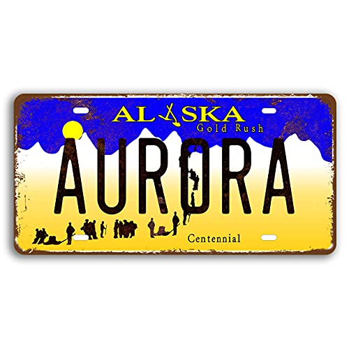 Panguru Nummernschild aus Metall, geprägt, Retro-Stil, Vintage-Stil, für Autokennzeichen, 30,5 x 15,2 cm (Alaska) Cover