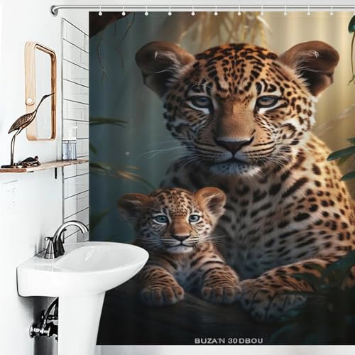 Rideau de douche léopard en polyester imperméable 152x183 cm