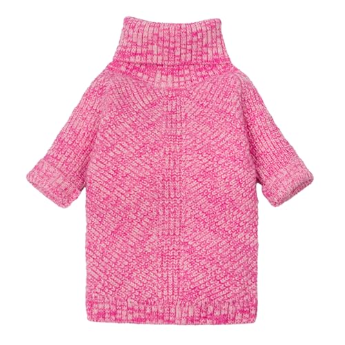Image of Fitwarm Knitted Turtleneck Dog Sweater, Cozy Dog Winter Clothes for Small Dogs Girl, Holiday Pet Outfit, Heather Pink, XL