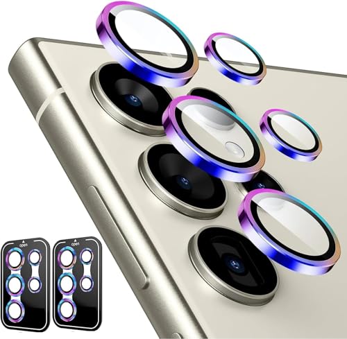 Image of Camera Lens Protector Compatible with Galaxy S26 Ultra | 9H Tempered Glass Lens Guard | HD Clear Scratch Resistant | Full Coverage | Case Friendly | Easy Installation Rainbow