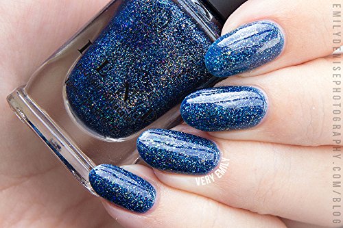 Image of ILNP After Midnight - Prussian Blue Holographic Nail Polish with Gold Accents, Chip Resistant Manicure, Non-Toxic Nail Lacquer, Vegan, Cruelty Free, 12ml