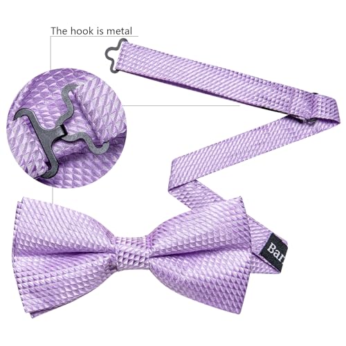 Image of Barry.Wang Paisley Striped Bow Tie for Men Silk Pre-Tied Bowtie Pocket Square Cufflinks Set Formal Wedding Party Prom