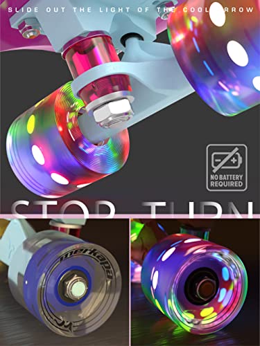 Merkapa 22" Complete Skateboard Cruiser Plastic Skateboard With Colorful Led Light Up Wheels For Beginners Kids Girls Adults (Pink) #TOP1