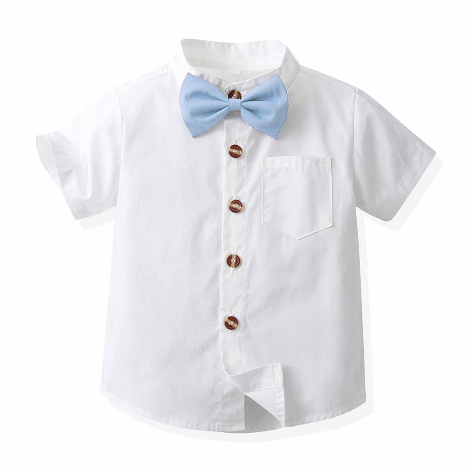 Anzug Baby Jungen Baumwolle Bekleidungssets Gentleman Anzüge Outfits T-Shirt und Shorts Set Coole Kurzarm Hemd mit Fliege + Hosenträger Shorts Strampler Sommerhemd und Kurze Hose