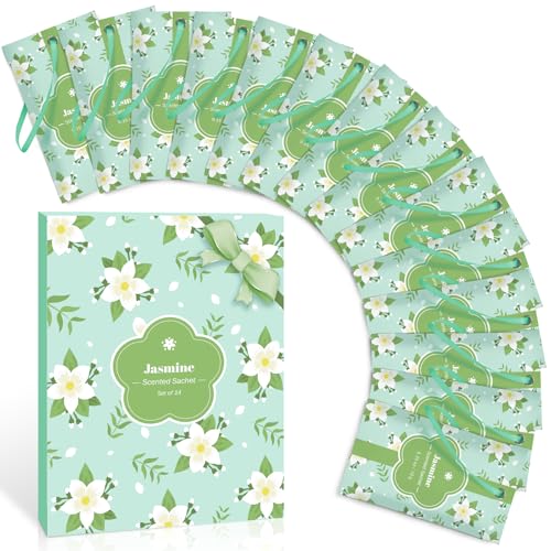 Scent-Hi Sachet Parfumé Jasmin pour Armoires, Sachet Parfumé Armoire, Placards à Chaussures, Salles de Bains, Tiroirs, 14 Sachets