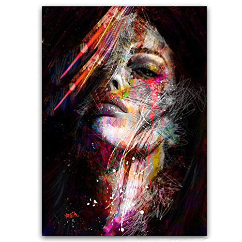 Peinture Sur Toile Pop Art Afro-Américain Affiche Black Art Photo Modèle Féminin En Peinture Murale Sur Toile Accent Maison Décoration Murale De Salon, Pas De Cadre,40×60cm Cover